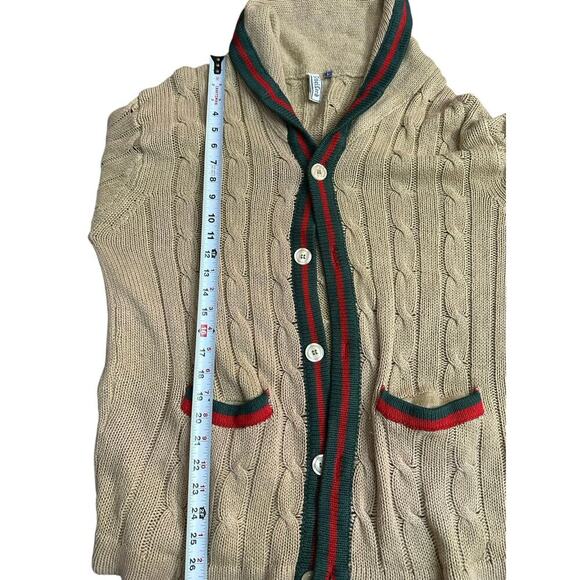 Rebel Lord Men's Cream Long Sleeves Button Front Cardigan Sweater Size Large - Picture 5 of 8